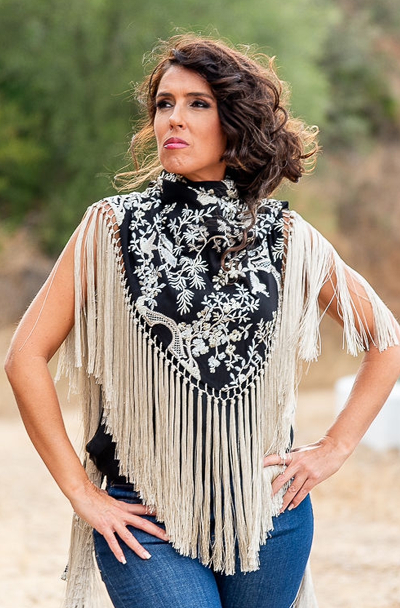 Mantón Fandango | Negro y beis